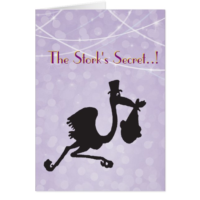 Secret Stork Baby Delivery Retro Card Template (Front)