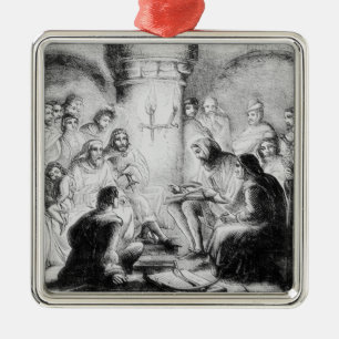Secret Study of Wycliffe's Bible Metal Ornament