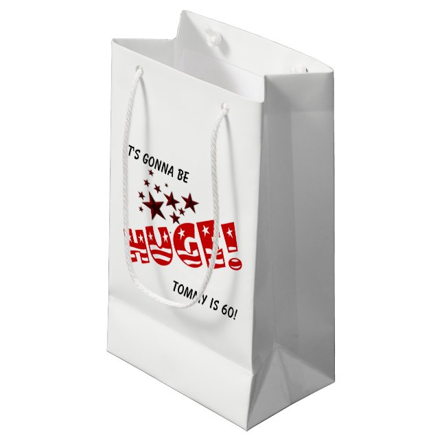 Secret Surprise Yuge HUGE Party Celebration Gift Small Gift Bag (Front Angled)
