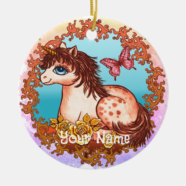 Secret Unicorn  Ceramic Ornament (Front)