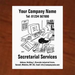 Secretarial Services Cartoon Design Flyer
