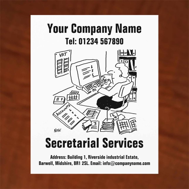 Secretarial Services Cartoon Design Flyer (Creator Uploaded)