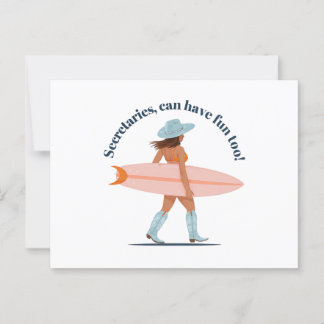 Secretaries Can Have Fun Too – Cowgirl Surf Vibes Postcard