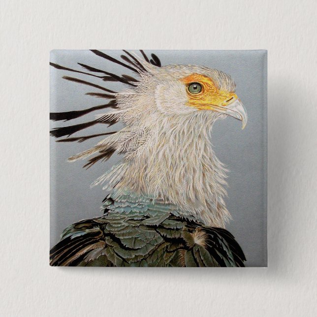 Secretary Bird 15 Cm Square Badge (Front)