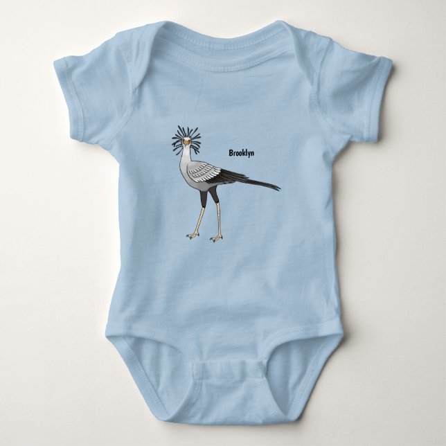 Secretary bird cartoon illustration  baby bodysuit (Front)