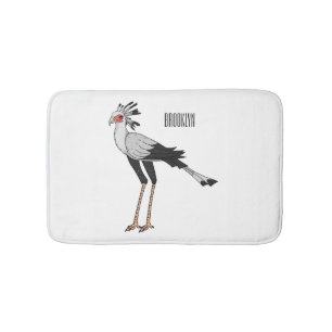 Secretary bird cartoon illustration bath mat