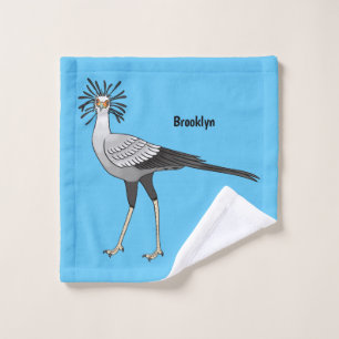 Secretary bird cartoon illustration bath towel set