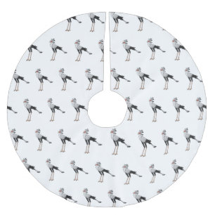 Secretary bird cartoon illustration brushed polyester tree skirt