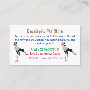 Secretary bird cartoon illustration business card