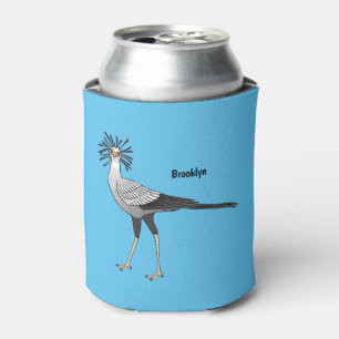 Secretary bird cartoon illustration can cooler