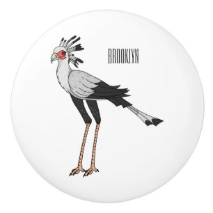 Secretary bird cartoon illustration ceramic knob