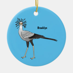 Secretary bird cartoon illustration  ceramic ornament