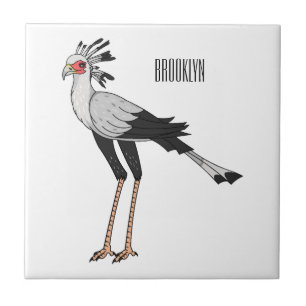 Secretary bird cartoon illustration ceramic tile