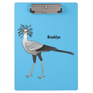 Secretary bird cartoon illustration clipboard