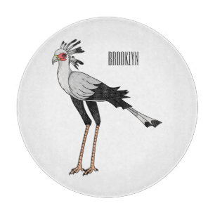 Secretary bird cartoon illustration cutting board