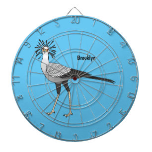 Secretary bird cartoon illustration dartboard