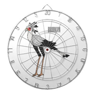 Secretary bird cartoon illustration dartboard