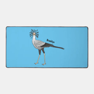 Secretary bird cartoon illustration desk mat