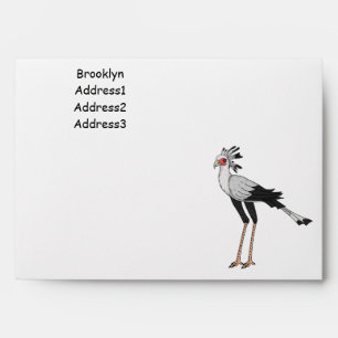 Secretary bird cartoon illustration envelope