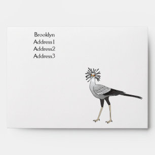 Secretary bird cartoon illustration envelope