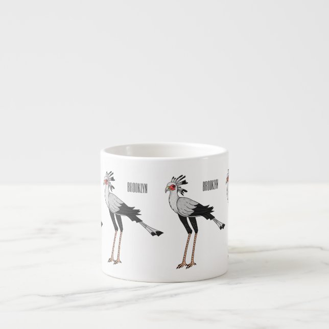 Secretary bird cartoon illustration  espresso cup (Front)