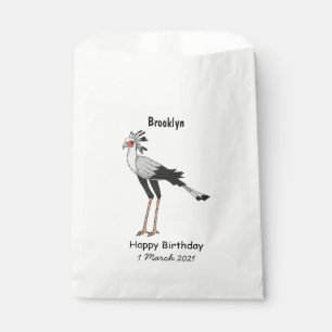 Secretary bird cartoon illustration favour bag