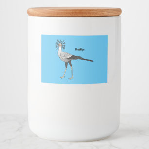 Secretary bird cartoon illustration food label