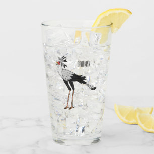Secretary bird cartoon illustration glass