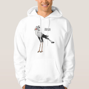 Secretary bird cartoon illustration hoodie