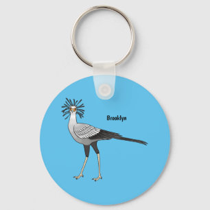 Secretary bird cartoon illustration  key ring