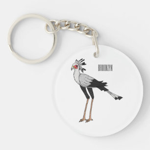 Secretary bird cartoon illustration key ring