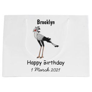 Secretary bird cartoon illustration large gift bag