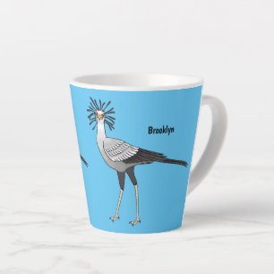 Secretary bird cartoon illustration latte mug