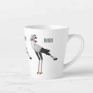 Secretary bird cartoon illustration  latte mug