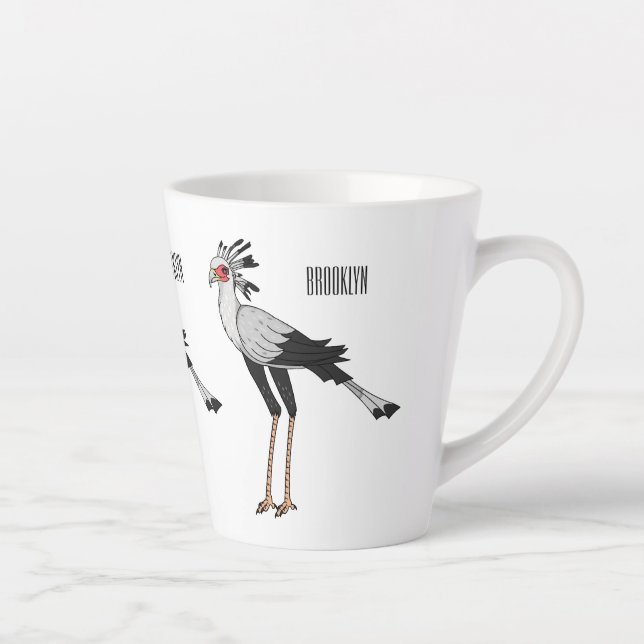Secretary bird cartoon illustration  latte mug (Right)