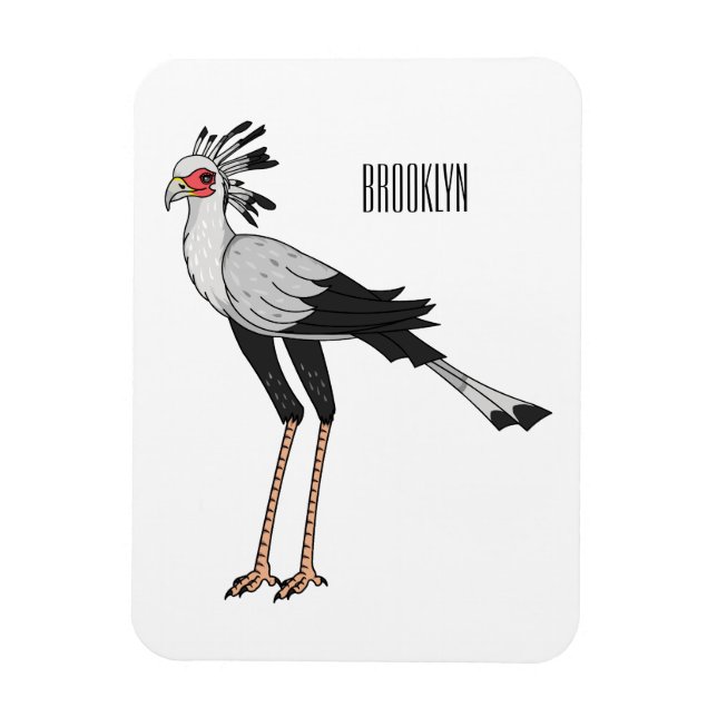 Secretary bird cartoon illustration magnet (Vertical)
