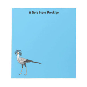 Secretary bird cartoon illustration notepad