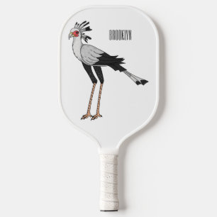 Secretary bird cartoon illustration pickleball paddle