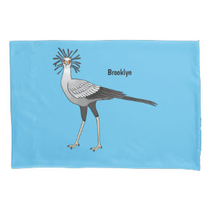 Secretary bird cartoon illustration pillowcase