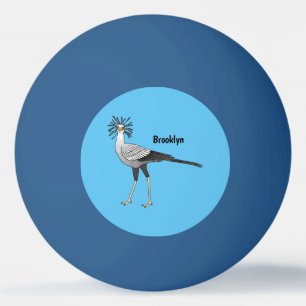 Secretary bird cartoon illustration ping pong ball