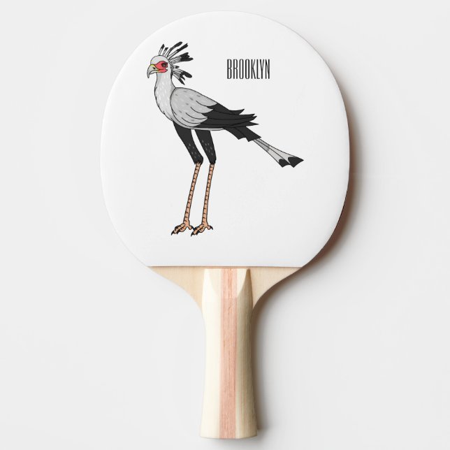 Secretary bird cartoon illustration ping pong paddle (Front)