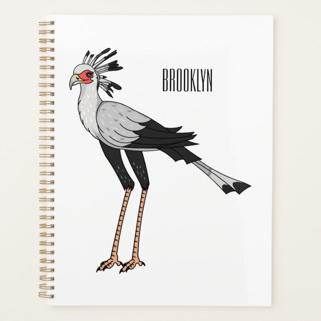 Secretary bird cartoon illustration planner (Front)