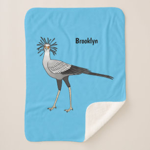 Secretary bird cartoon illustration sherpa blanket