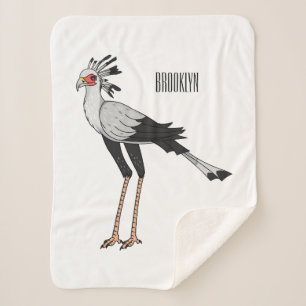 Secretary bird cartoon illustration sherpa blanket