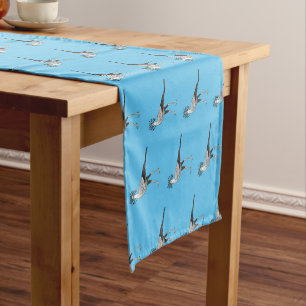Secretary bird cartoon illustration short table runner