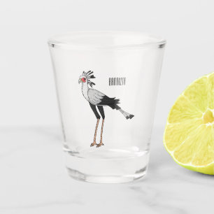 Secretary bird cartoon illustration shot glass