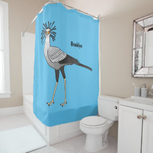 Secretary bird cartoon illustration shower curtain