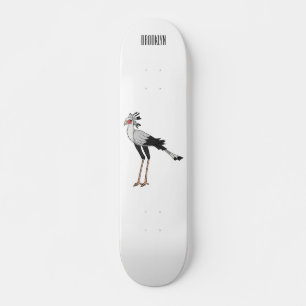 Secretary bird cartoon illustration skateboard