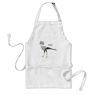 Secretary bird cartoon illustration  standard apron