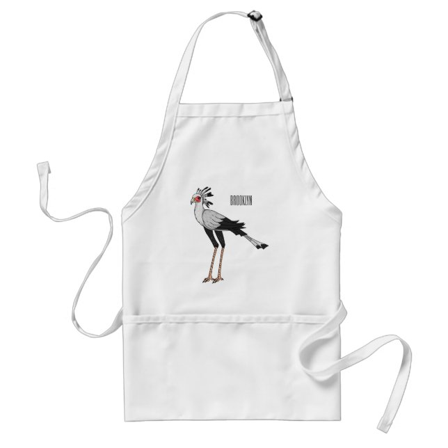 Secretary bird cartoon illustration standard apron (Front)